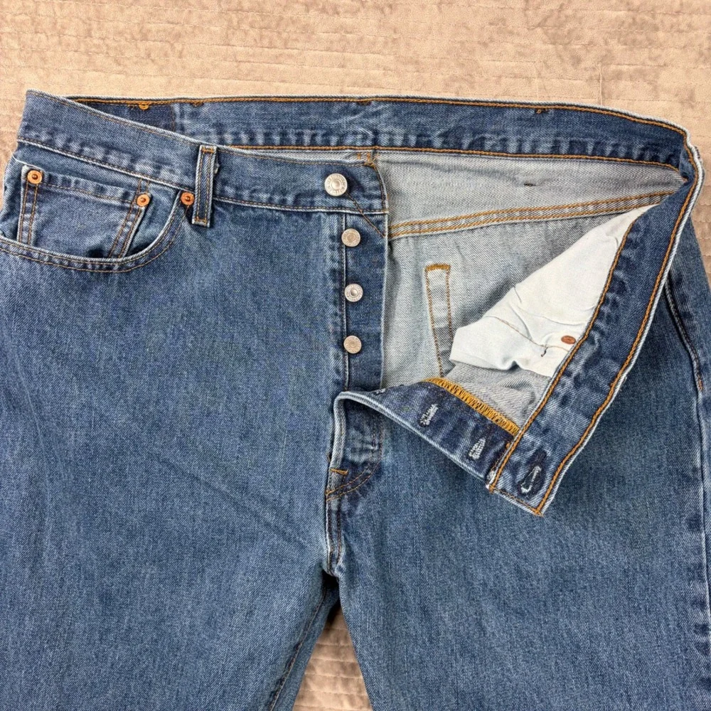 Levis 501‎ Original Fit Mens Blue Straight Leg Button Fly Jeans 40x38 00501-0194
